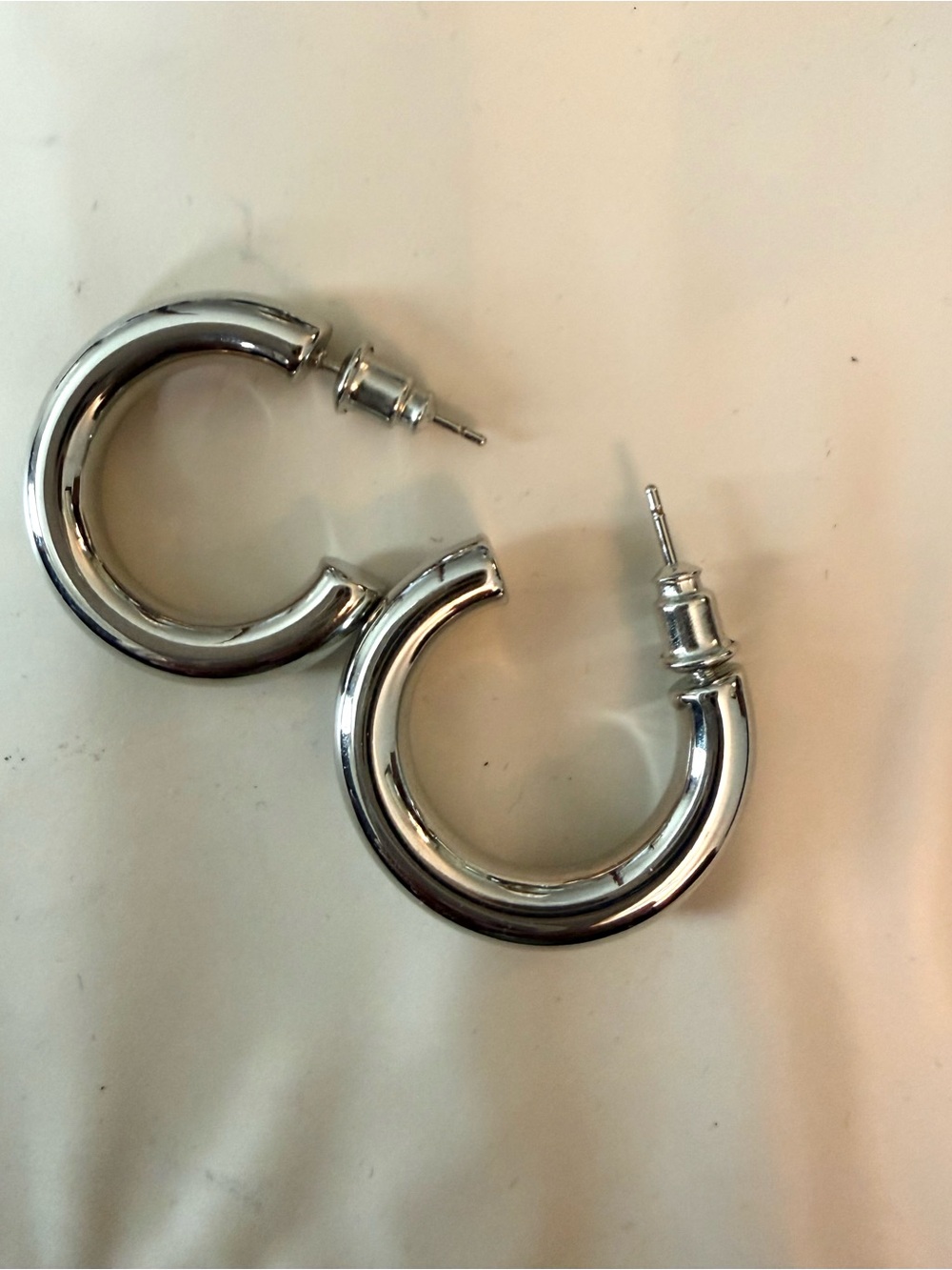Chunky Silver Hoop Earrings